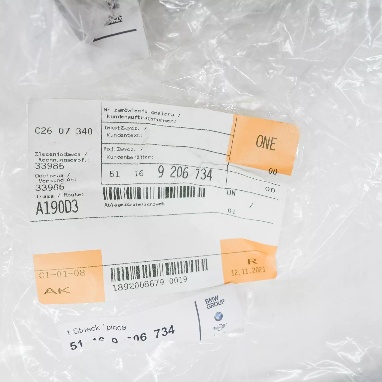 NEW BMW 5 F10 ODDMENTS TRAY 51169206734 ORIGINAL