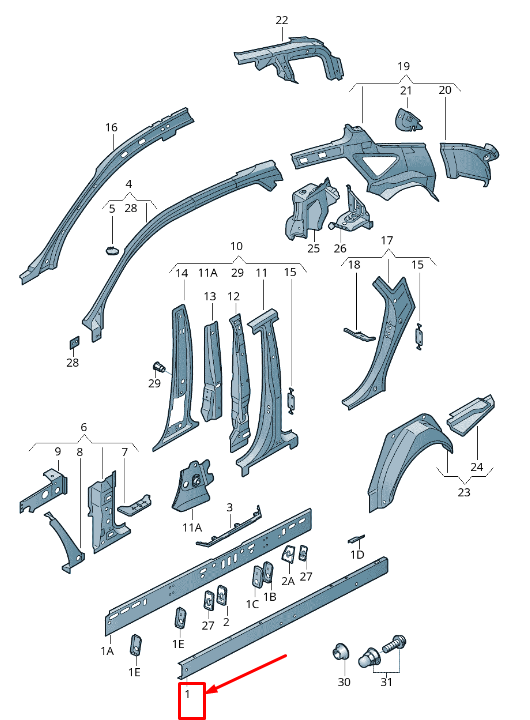 NEW AUDI RS7 SPORTBACK 4G LEFT ROCKER PANEL SUPPORT ELEMENT 4G8810105 ORIGINAL
