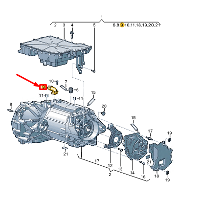 new vw id.3 e11 drive motor battery water connection with seal 0eh121131