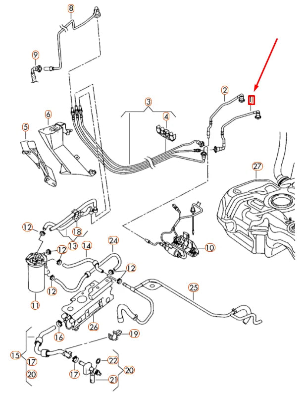 NEW VOLKSWAGEN JETTA A6 MK6 FUEL FEED PIPE 5C0201293B ORIGINAL