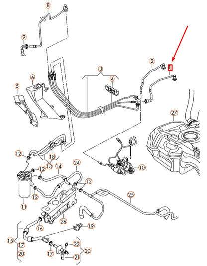 NEW VOLKSWAGEN JETTA A6 MK6 FUEL FEED PIPE 5C0201293B ORIGINAL