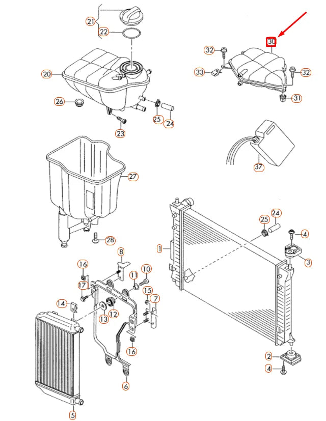 NEW VOLKSWAGEN PHAETON GP2 ADDITIONAL EXPANSION TANK LHD 3D0122407B ORIGINAL