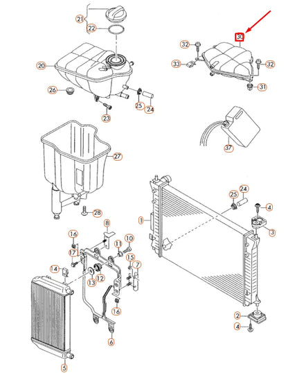 NEW VOLKSWAGEN PHAETON GP2 ADDITIONAL EXPANSION TANK LHD 3D0122407B ORIGINAL