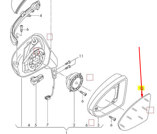 NEW VOLKSWAGEN GOLF MK7 5G FRONT LEFT DOOR MIRROR GLASS 5G0857521A 2013 ORIGINAL