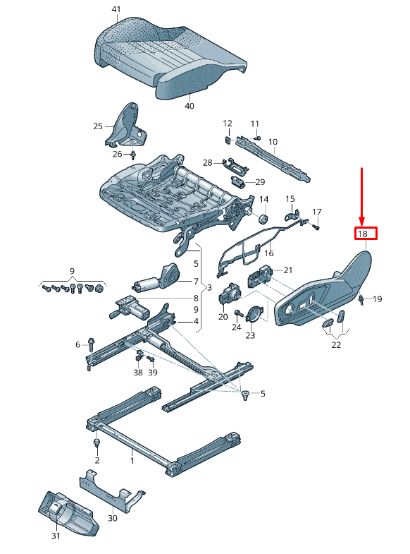 NEW AUDI Q7 4M FRONT RIGHT OUTER SEAT FRAME TRIM 4M0881326K4PK ORIGINAL