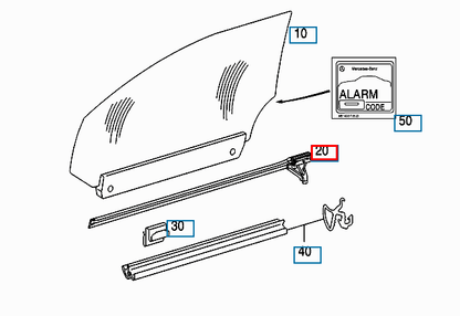new mb s coupe c215 front right door window sealing rail a2157200424 original