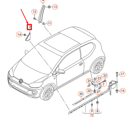 NEW VW UP FRONT RIGHT FENDER MIRROR TRIM PANEL 1S0853274B5AP ORIGINAL