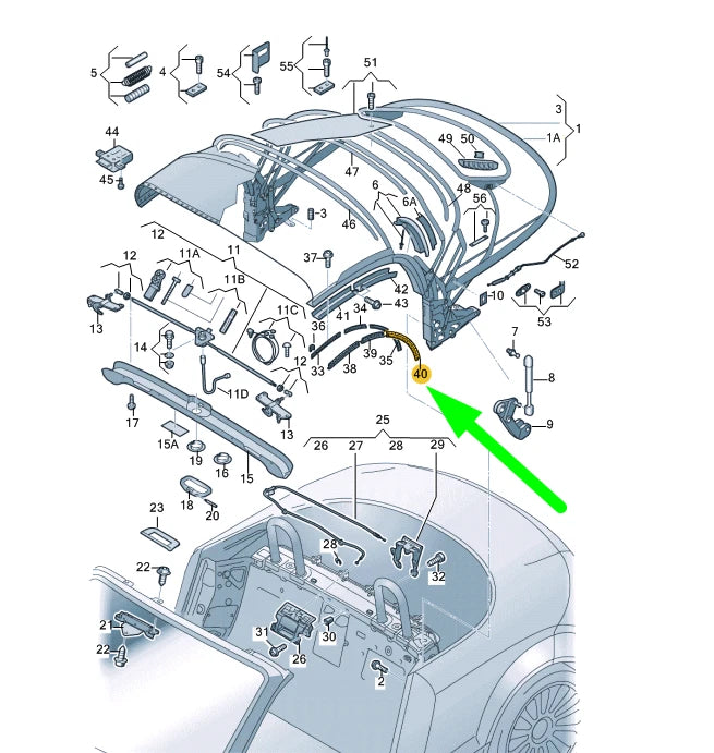 NEW AUDI TT 8J MK2 SOFT TOP REAR LEFT SEAL 8J7871419 ORIGINAL