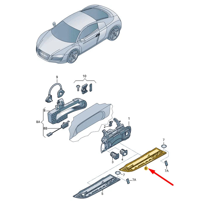 NEW AUDI R8 42 FRONT LEFT DOOR HANDLE TRIM PLATE RHD 424837239CGRU