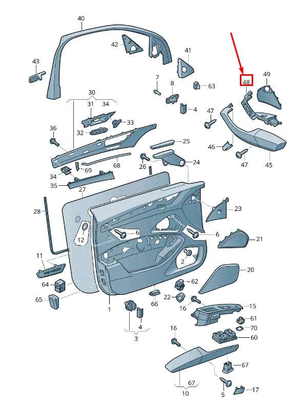 NEW AUDI A8 4H FRONT RIGHT DOOR WINDOW SWITCH MOUNTING LHD 4H1959522BC5