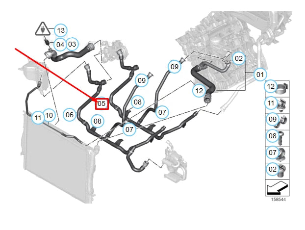 NEW BMW 3 E90 HEATER RETURN THERMOSTAT HOSE 17127548221 7548221 ORIGINAL