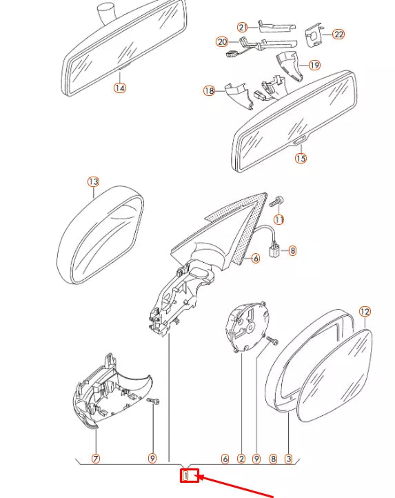NEW VW TIGUAN MK1 FRONT RIGHT DOOR MIRROR HOUSING LHD 5N1857508S9B9 ORIGINAL