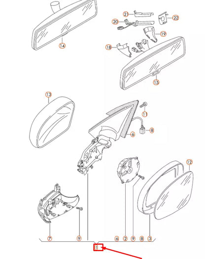 NEW VW TIGUAN MK1 FRONT RIGHT DOOR MIRROR HOUSING LHD 5N1857508S9B9 ORIGINAL