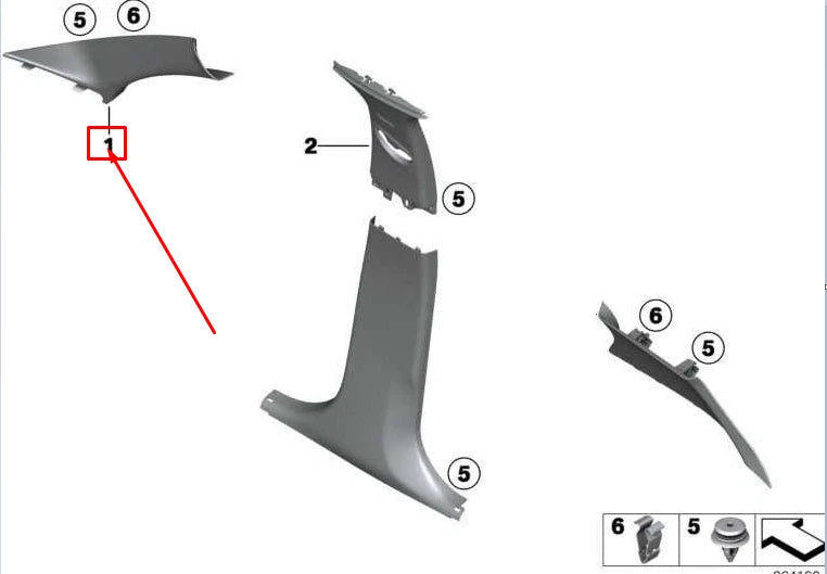 NEW BMW 1 F20 RIGHT INNER A-COLUMN COVER 51438051508 8051508 ORIGINAL