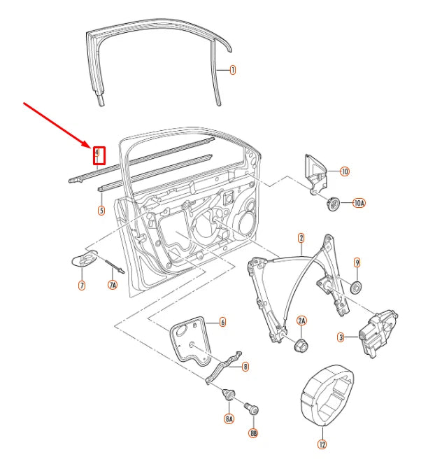 NEW VOLKSWAGEN JETTA A6 FRONT LEFT OUTER WINDOW SLOT SEAL 5C6837475C3Q7 ORIGINAL