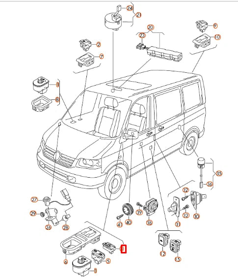 NEW VW TRANSPORTER T5 FRONT LEFT DOOR WINDOW SWITCH LHD 7E0959855B9B9 ORIGINAL