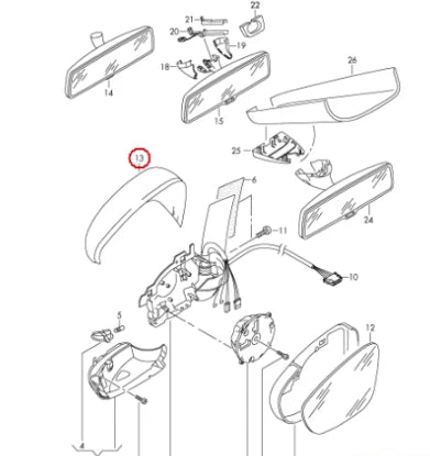 NEW VW TIGUAN AD1 FRONT RIGHT DOOR MIRROR CAP COVER 5N0857538GRU