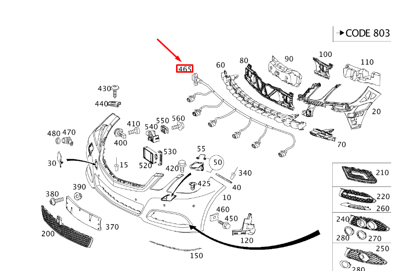 NEW MERCEDES-BENZ E W212 FRONT BUMPER WIRING HARNESS A2124404151 ORIGINAL