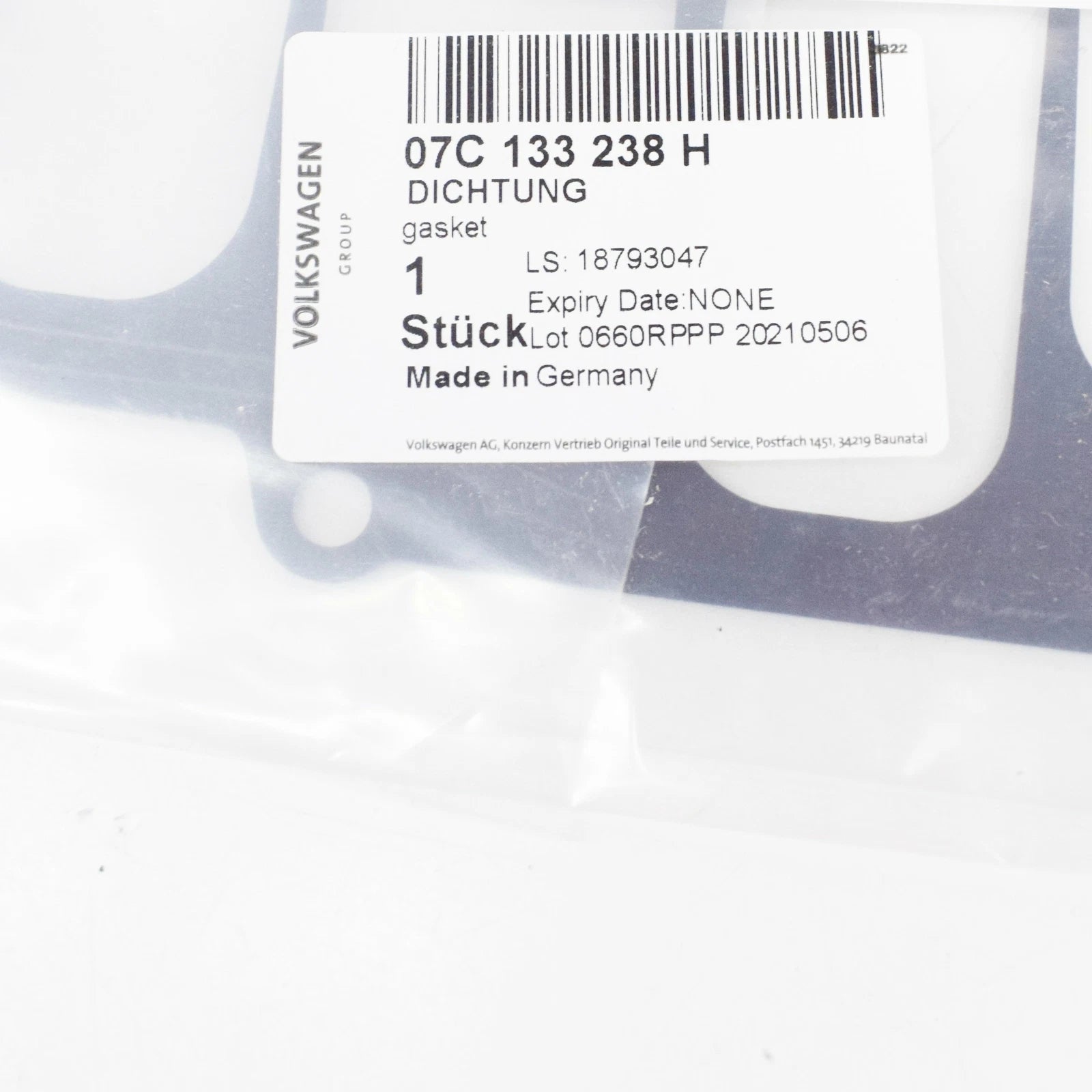 NEW AUDI A8 D3 4E UPPER INTAKE MANIFOLD GASKET 07C133238H ORIGINAL