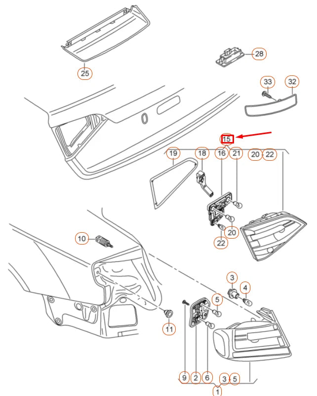 NEW AUDI A4 AVANT B8 LEFT SIDE INNER TAILGATE LED TAILLIGHT 8K9945093F ORIGINAL