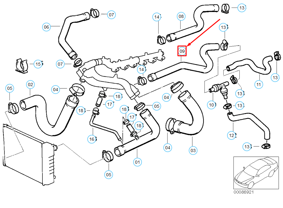 new bmw m5 e34 heater return hose 11531312817 1312817 original