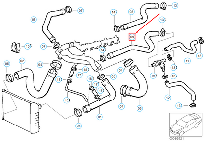 new bmw m5 e34 heater return hose 11531312817 1312817 original
