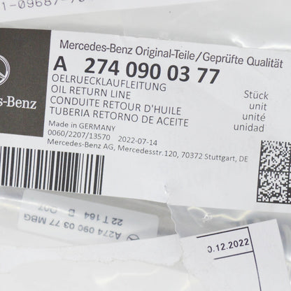 NEW MERCEDES-BENZ C W204 OIL RETURN LINE A2740900377 ORIGINAL