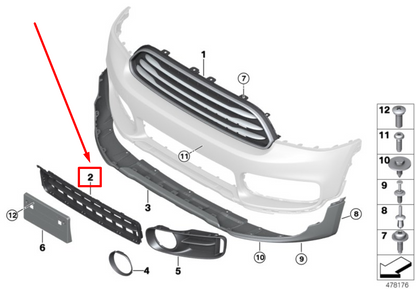 new mini countryman f60 front bumper lower grill 51117390525 7390525 original