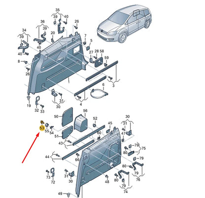 NEW VW SHARAN 7N REAR SIDE PANEL TRIM ROT. KNOB 1J08674679B9 ORIGINAL