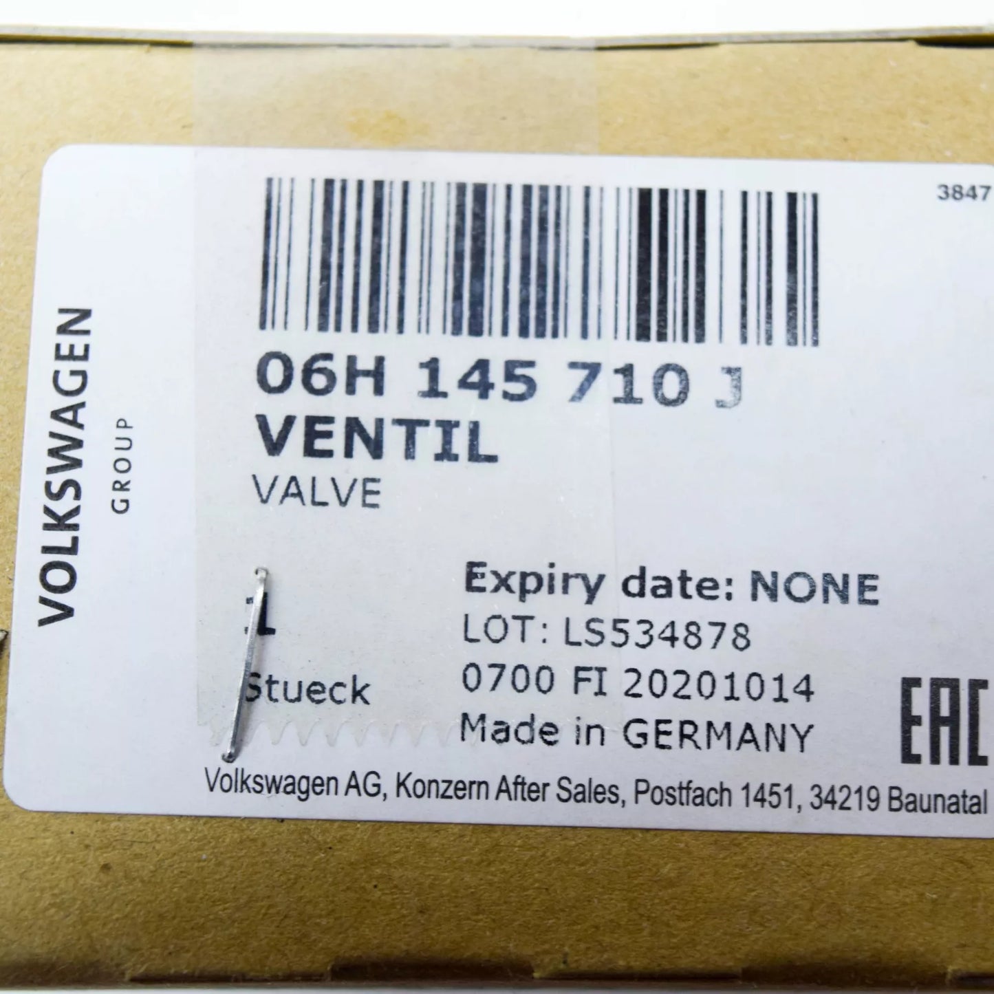 NEW VW ARTEON TURBO DIVERTER CUT OFF VALVE 06H145710J