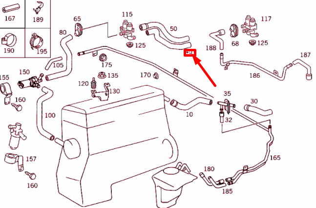 NEW MB C W202 HEAT EXCHANGER TO WATER VALVE HOSE LHD A2028321394 ORIGINAL