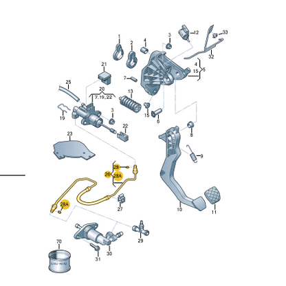 new volkswagen polo 6r clutch pedal mechanism pipe line 6r1721465ac lhd original