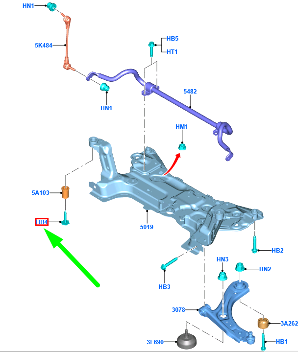 new ford focus mk4 c519 front cross member bolt w720104-s439 2319582 original