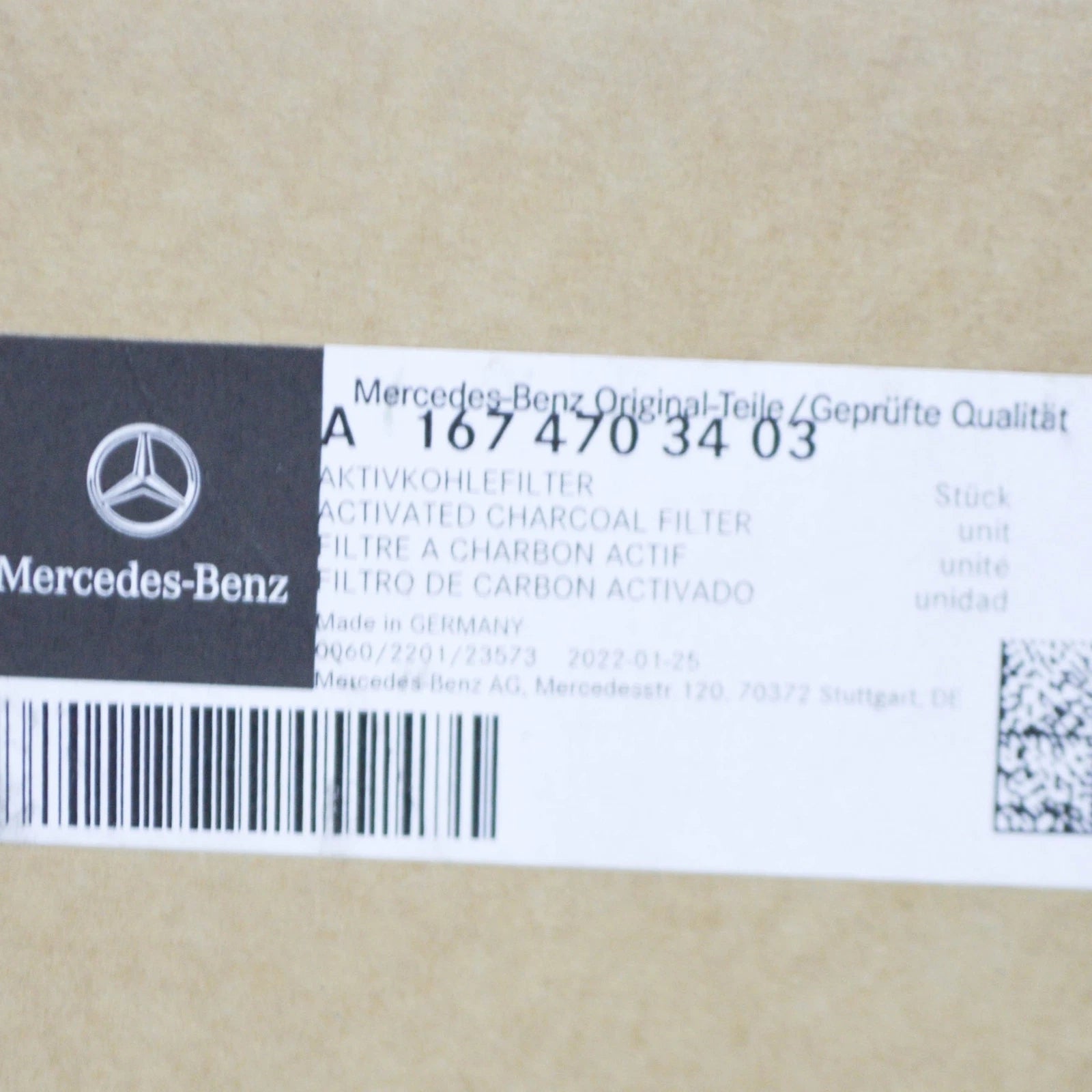 NEW MERCEDES-BENZ GLE W167 ACTIVATED CHARCOAL FILTER A1674703403 ORIGINAL