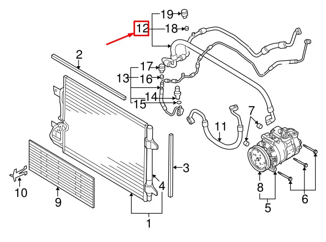 NEW AUDI A3 SPORTBACK 8P REAR AC AIR CONDITIONER HOSE 1K0820743CE ORIGINAL
