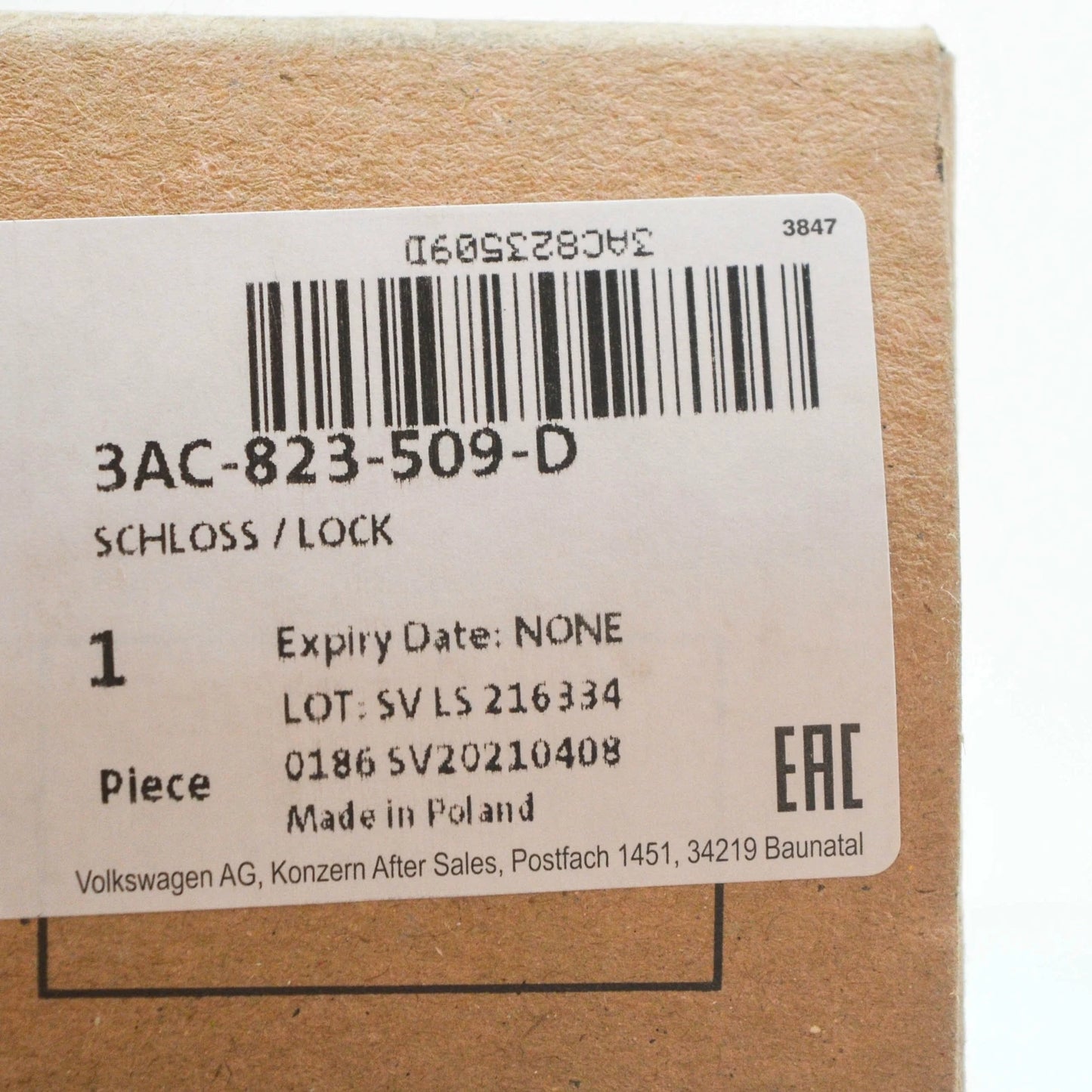 NEW VW PASSAT B7 ENGINE HOOD LID LOCK WITH MICRO-SWITCH RHD 3AC823509D