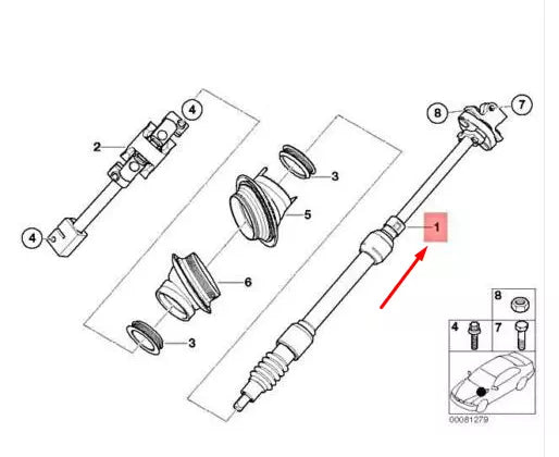 NEW BMW X5 E53 STEERING SHAFT 32306756962 6756962 ORIGINAL