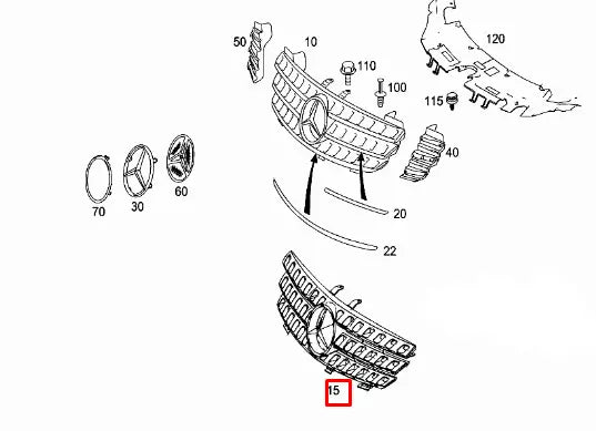 NEW MB M W164 FRONT BUMPER RADIATOR GRILLE A16488019859 040 ORIGINAL