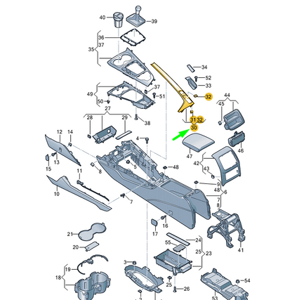 NEW AUDI A4 B9 CENTER CONSOLE COVER FRAME RHD 8W2863969NP5 ORIGINAL