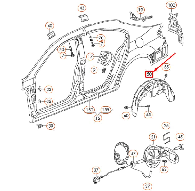 NEW VOLKSWAGEN CC REAR LEFT WHEEL HOUSING LINER 3C8810971B