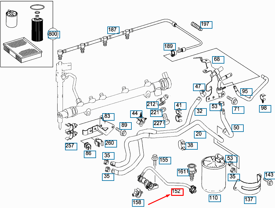 NEW MERCEDES-BENZ VITO W639 FUEL FILTER LINE A6460700338 ORIGINAL