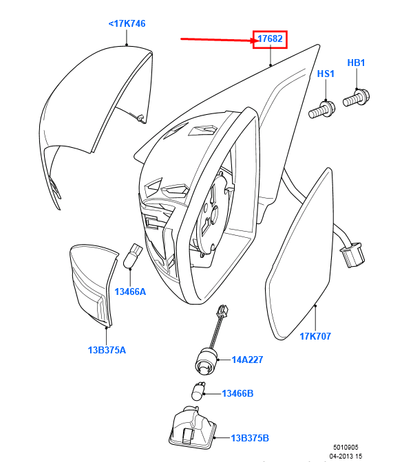 new ford galaxy mk2 front left side door mirror 1777436 6m21-17683-yf original
