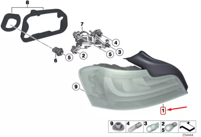 NEW BMW 1 COUPE E82 REAR RIGHT TAILLIGHT 63217327274 7327274 ORIGINAL