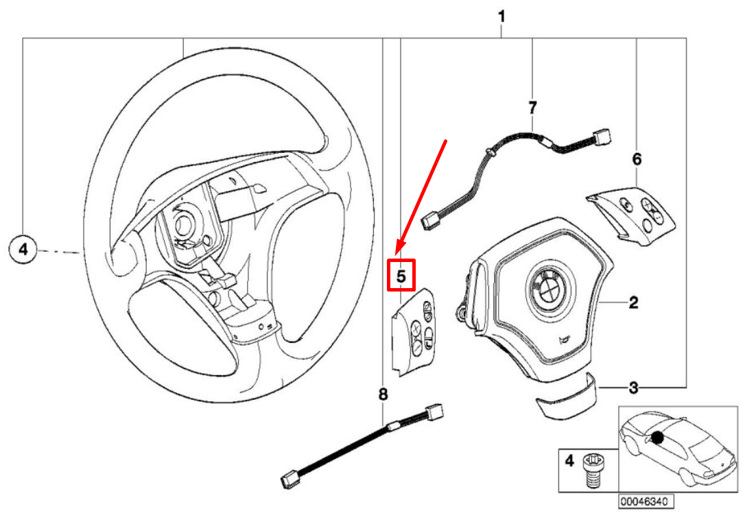 new bmw 3 e46 steering wheel switches 61318375240 8375240 original