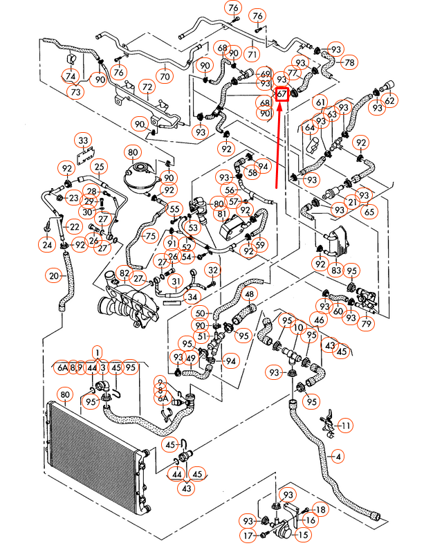 NEW VOLKSWAGEN EOS COOLANT HOSE 1K0122157KD ORIGINAL