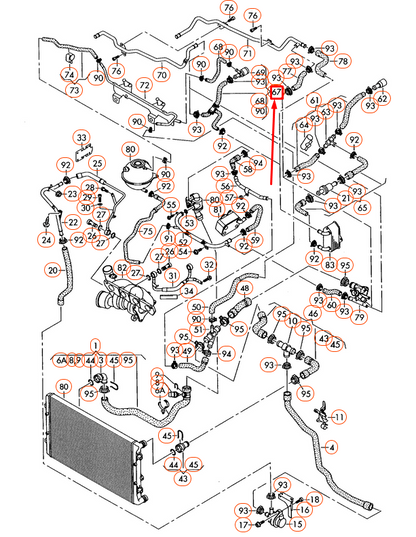 NEW VOLKSWAGEN EOS COOLANT HOSE 1K0122157KD ORIGINAL