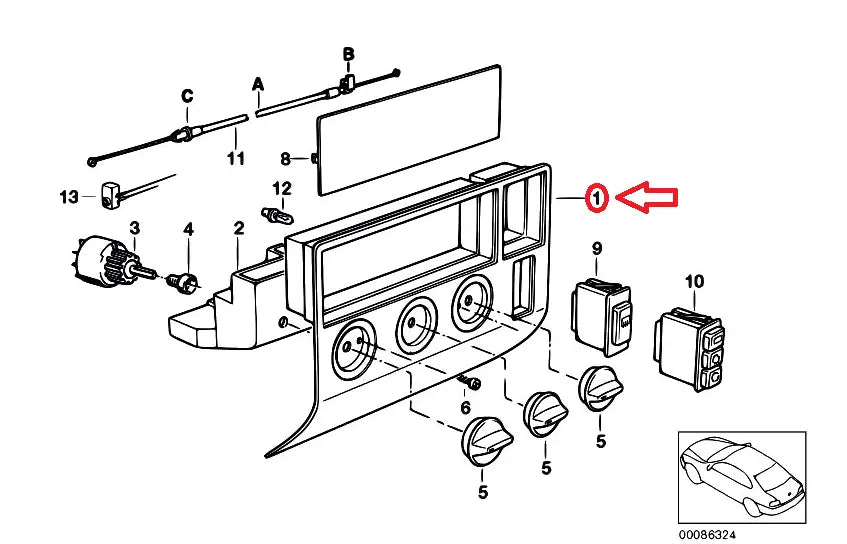 NEW BMW 3 E36 A/C CONTROL PANEL 64118368037 ORIGINAL