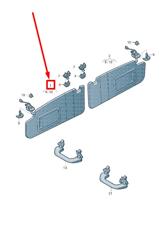 NEW VW POLO 6R, 6C FRONT LEFT SUN VISOR 6R0857551AA3H8