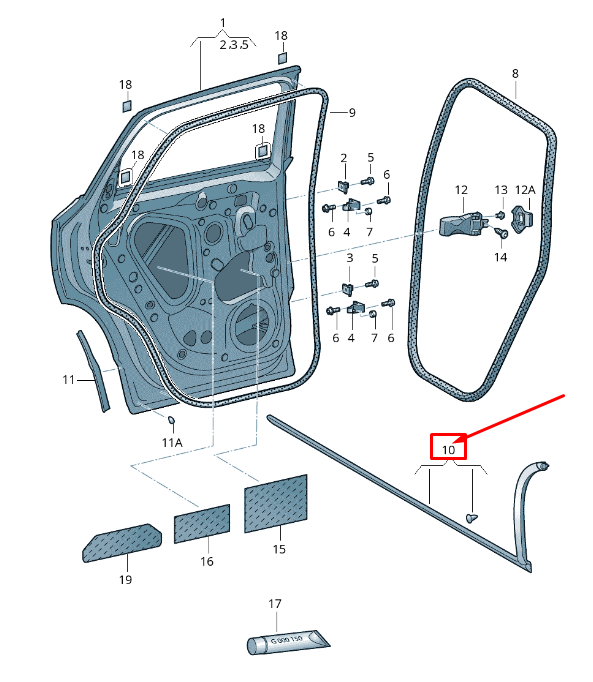 new skoda karoq nu rear left outer door sealing rubber 57a839119 original