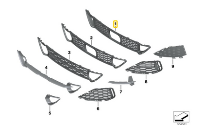 new bmw m8 gran coupe g16 f93 front bumper lower grille 51118074778 original